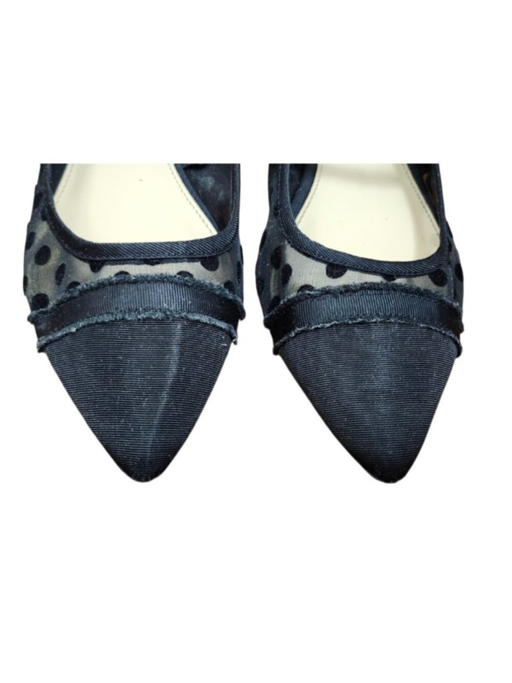 Who What Wear Black Pointed Mary Jane Flats with Sheer Polka Dot Panels - Picture 3 of 11
